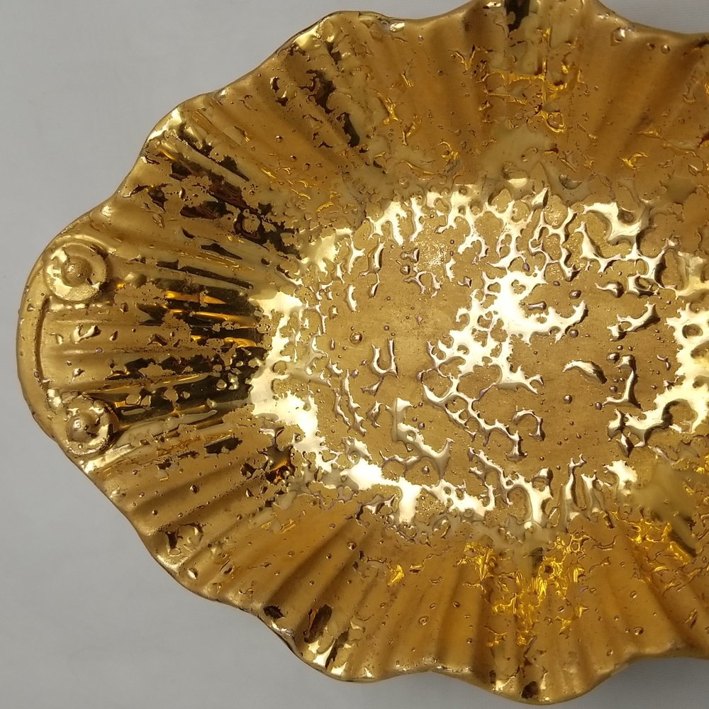 Weeping Gold Glaze 22K Hollywood Regency Style Bowl - Picture 6 of 17